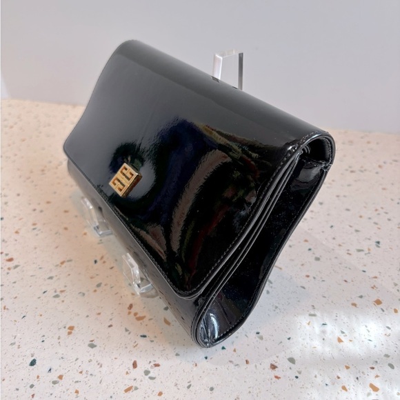VTG Designer Givenchy Paris Patent Leather Clutch or Shoulder Purse - Picture 6 of 17